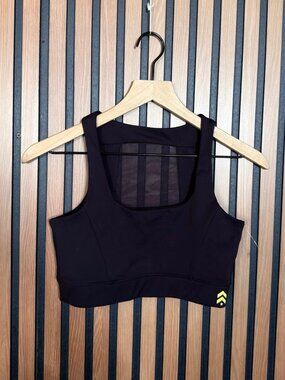 Barrys Tank Top Small Womens Black Sheer Mesh Athletic Running Sleeveless